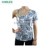 Fitness Wear Quick Dry Women Sexy One Shoulder Design Ladies Sport Top thumbnail-1