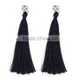 Bohemian Jewelry Zircon Gems With Long Colorful Tassel Charms Earrings for Women thumbnail-3