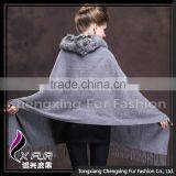 CX-B-P-18D Evening Dresses Fashion Genuine Cashmere Shawl With Fox Fur Trim thumbnail-2