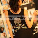 Bling Bling Skull Rhinestone Transfer Hotfix Strass Motif For Tank Top Custom Design thumbnail-1