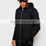 Mens 100% Cotton Pocket Customized Wholesale Plain Black Hoodie thumbnail-3