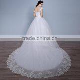 MGOO Custom Made Long Tail Romantic Wedding Dress Simple Lace Up Cap Sleeves Fashion Hi Low Petticoat thumbnail-3