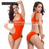 2017 4-color One-Shoulder Swimsuits One Piece Swimwear Unique Six-ring Adjustable Waist Swimsuit thumbnail-2