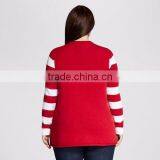 Women Red White Santa Paws Pattern Christmas Pullover Sweater thumbnail-2