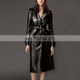 2015 Women's Long Overcoat PU Leather Jacket Women Winter thumbnail-1