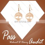 Cheap Wholesale Stainless Steel Tree of Life Drop Pink Gold Earrings Women's Jewelry