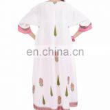 Women Cotton Block Printed Long Dress Casual Designer Sexy Tunic thumbnail-3