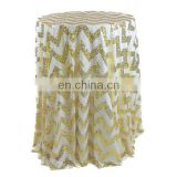 gold chevron sequin fabric 108 inch round coffee tablecloth polyester