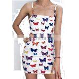 2020 New Arrivals Women Fashion Printed Butterfly Casual Dresses Ladies Bodycon Sling Mini Dresses Women Summer Dresses thumbnail-1