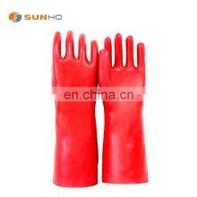 Sunnyhope Red Rubber PVC Dipping Gloves, Long Cuff PVC Coated Work Gloves Safety,heavy Duty Gloves thumbnail-3