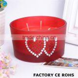 Table Centerpiece Decors Crystal Cut Glass Candle Holders/ Red Frosted Romantic Votive Jars