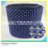 Wholesale Plastic Rhinestone Mesh Net Black Base with Silver & Royal Blue Rhinestone