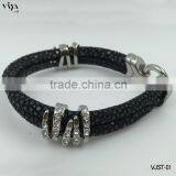 2016 Best Selling Products Stingray Leather Bracelet With 316L Stainless Steel Bracelet Jewelry for Wholesales thumbnail-1