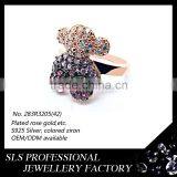 2015 New Cute Bear Rose Gold With Colorful Zircon Rings Nice Indian Costume Jewellery-SLS thumbnail-1