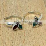 New ! Red Onyx_Green Onyx_White CZ 925 Sterling Silver Toe Ring, Gemstone Silver Jewelry, 925 Wholesale Toe Ring thumbnail-1