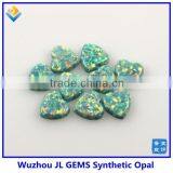Synthetic Moon Yellow Light Green Machine Cut Heart Shape Opal Cabochon Make in China thumbnail-6