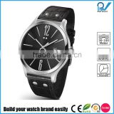 Build your watch brand easily slim line watch glass shapphier stainless steel case genuine leather strap japan movement