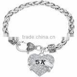 Genuine Austrian Clear Crystal " 5K " Charm Chain Link Bracelet thumbnail-1