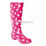 Paw Print Knee High Rubber Boots Durable Working Boots for Women thumbnail-1