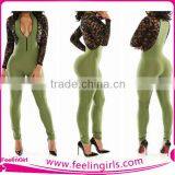 Hot Sale Sexy Opening Front Lace Close-fitting Jumpsuit Women thumbnail-1