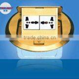 2Gang Exquisite Square Panel Copper Pop-up Floor Socket