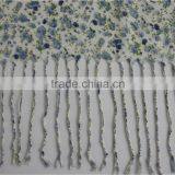 Blue Floral Printed Wool Scarf With Tassel thumbnail-5