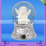 White Angel Musical Feather Wings Christmas Snow Globe for Decoration