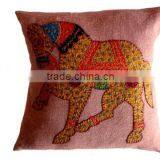 RTHCC-54 Indian Traditional Royal Horse Patchwork Art Kantha Cotton Cushion Covers New Year Christmas Home Decor Gift thumbnail-1