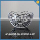 Pressed Punch Glass Crystal Bowl Engraved Flower Crystal Fruit Bowl thumbnail-3