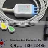 Kontron ECG Cable and Leadwires With 3 Leads, 7pin, IEC With Snap