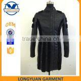 New Fashion Lady Long pu Leather Jacket With Fur for thumbnail-1