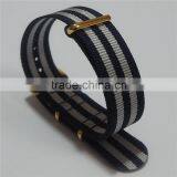 PVD Gold Custom Black Gray Striped Nylon Watch Bands 16MM thumbnail-6