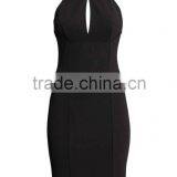 Black One piece Stretch fabric Jersey lace insert Dress Elegant, Backless Designer Dresses