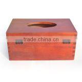 Natural Redwood Napkin Tissue Box Holder, Wholesale Retro Bronze Buckle Packaging Box thumbnail-3