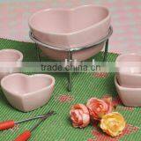 Ceramic Fondue Set With Stainless Steel Stand thumbnail-1