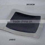 Square Cast Aluminium Enamel Bowl With Polished Border Enamel in Grey Colour