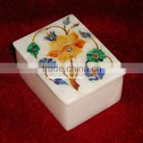 Marble Jewellery Box With Inlay Work, Marble Inlay Gift Box, Marble Decorative Inlay Boxes