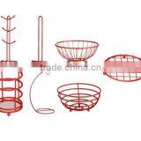 Hot Pink Powder Coating Stylish Iron Metal Fruit Basket Hanger Holders Racks for Kitchen Organizer Storage thumbnail-6