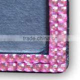 ID Holder With Pink Gem, High Quality Promotion Gift PU Leather Badge Holder With Crystal Gem Decoration thumbnail-5