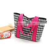 Fashion Black And White Lattice Double Layer Cotton Tote Bag,Wholesale Cheap Lunch Bag thumbnail-4