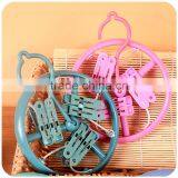 C216 2017 High Quality Drying Clothes Plastic Hanger With Clips Round Shape thumbnail-2