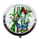 Round Compact Shell Mirror With Butterfly thumbnail-1