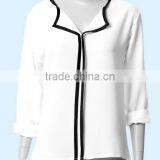 OEM Ladies Long Sleeve White Chiffon Blouse thumbnail-3