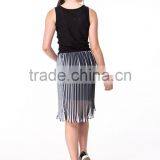2017 New Arrival Lovely 2 Pieces Set Christmas Beaded Top and Pleated White & Black Skirt thumbnail-2