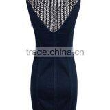 Express Clothing Manufacturing Ladies' Slim Fit Sleeveless Hollow Denim Adult Fairy Dresses thumbnail-3