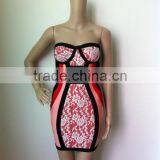 Jacquard Color Block Strapless Geometric Print Bodycon HL Sexy Women Mini Sling Party Tight Dress thumbnail-3