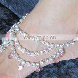 Silver Tone Pink Crystal Pearl Anklets Toe Ring Barefoot Sandal PAYAL thumbnail-3