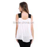 Maxnegio New Fashion Black Strap Sleeveless Chiffon Blouse Ladies Tops Latest Design thumbnail-4