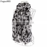 2016 new design butterfly print ladies polyester scarf