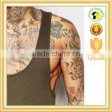 Plain Khaki Singlet 95% Cotton 5% Elastane Gym Vest Slim Fit Tank Top thumbnail-3